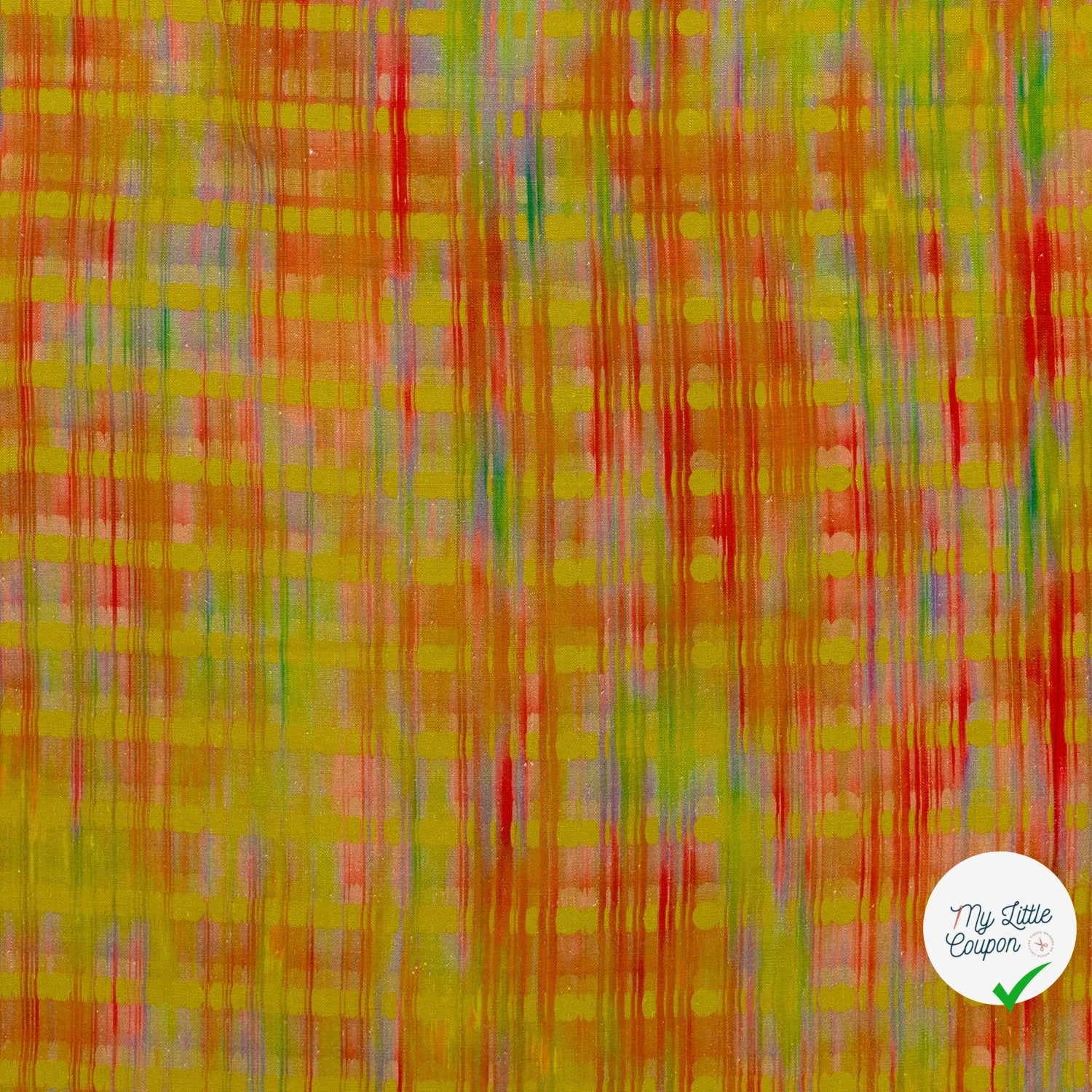VISCOSE LIN CHAINE ET TRAME TISSU IMPRIMÉ ABSTRAIT VERT CITRON - My Little Coupon