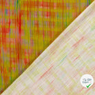VISCOSE LIN CHAINE ET TRAME TISSU IMPRIMÉ ABSTRAIT VERT CITRON - My Little Coupon