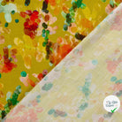 VISCOSE LIN CHAINE ET TRAME TISSU IMPRIMÉ ABSTRAIT VERT CITRON #2 - My Little Coupon