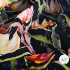 VISCOSE LIN CHAINE ET TRAME TISSU IMPRIMÉ FLEURS BLEU MARINE - My Little Coupon