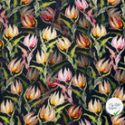 VISCOSE LIN CHAINE ET TRAME TISSU IMPRIMÉ FLEURS BLEU MARINE - My Little Coupon