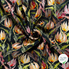 VISCOSE LIN CHAINE ET TRAME TISSU IMPRIMÉ FLEURS BLEU MARINE - My Little Coupon