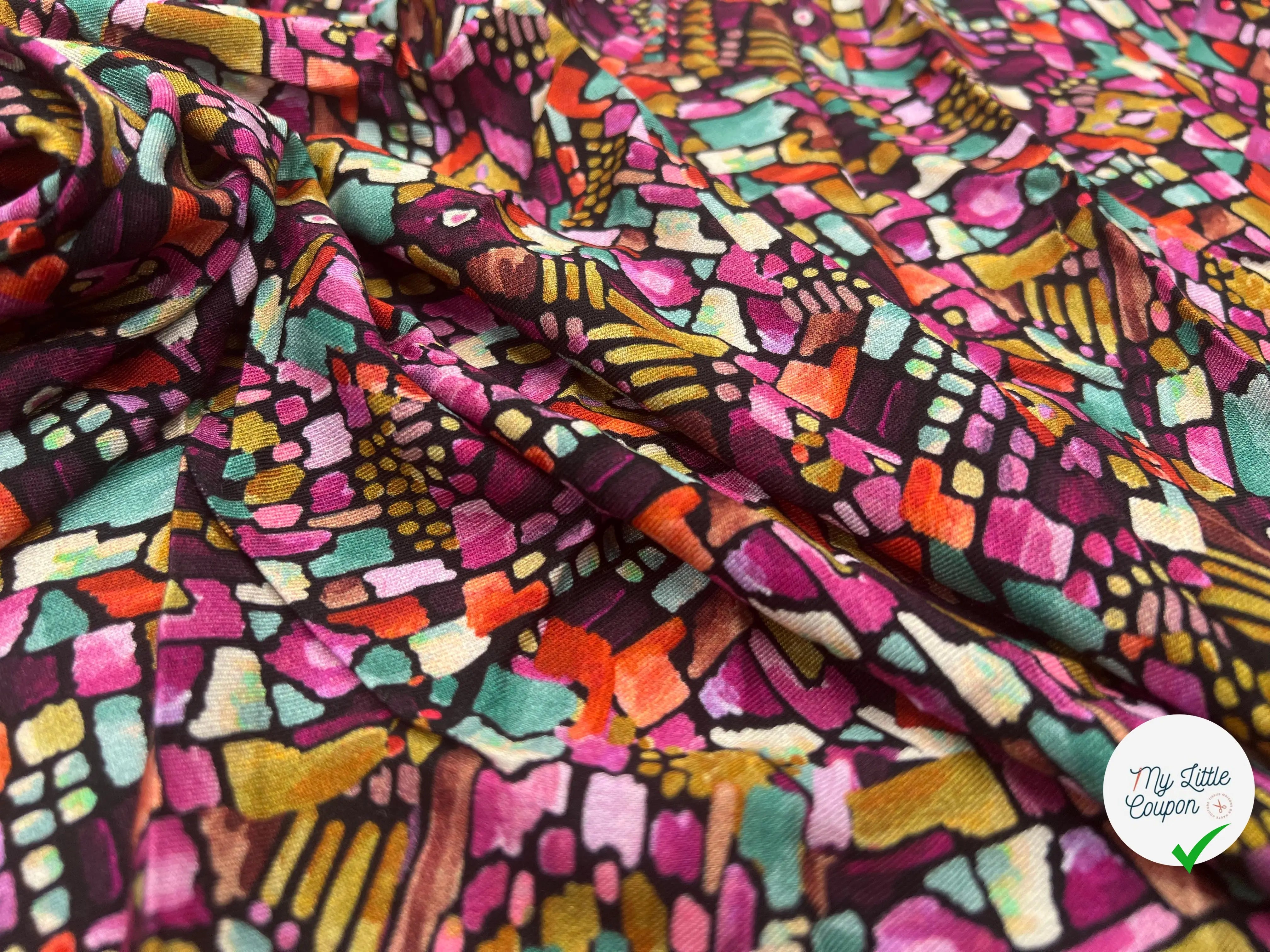 VISCOSE MOSAÏQUE BYZANTINE DE ROSE - coupon de tissu de 1 mètre 60 - My Little Coupon - tissu - coudre