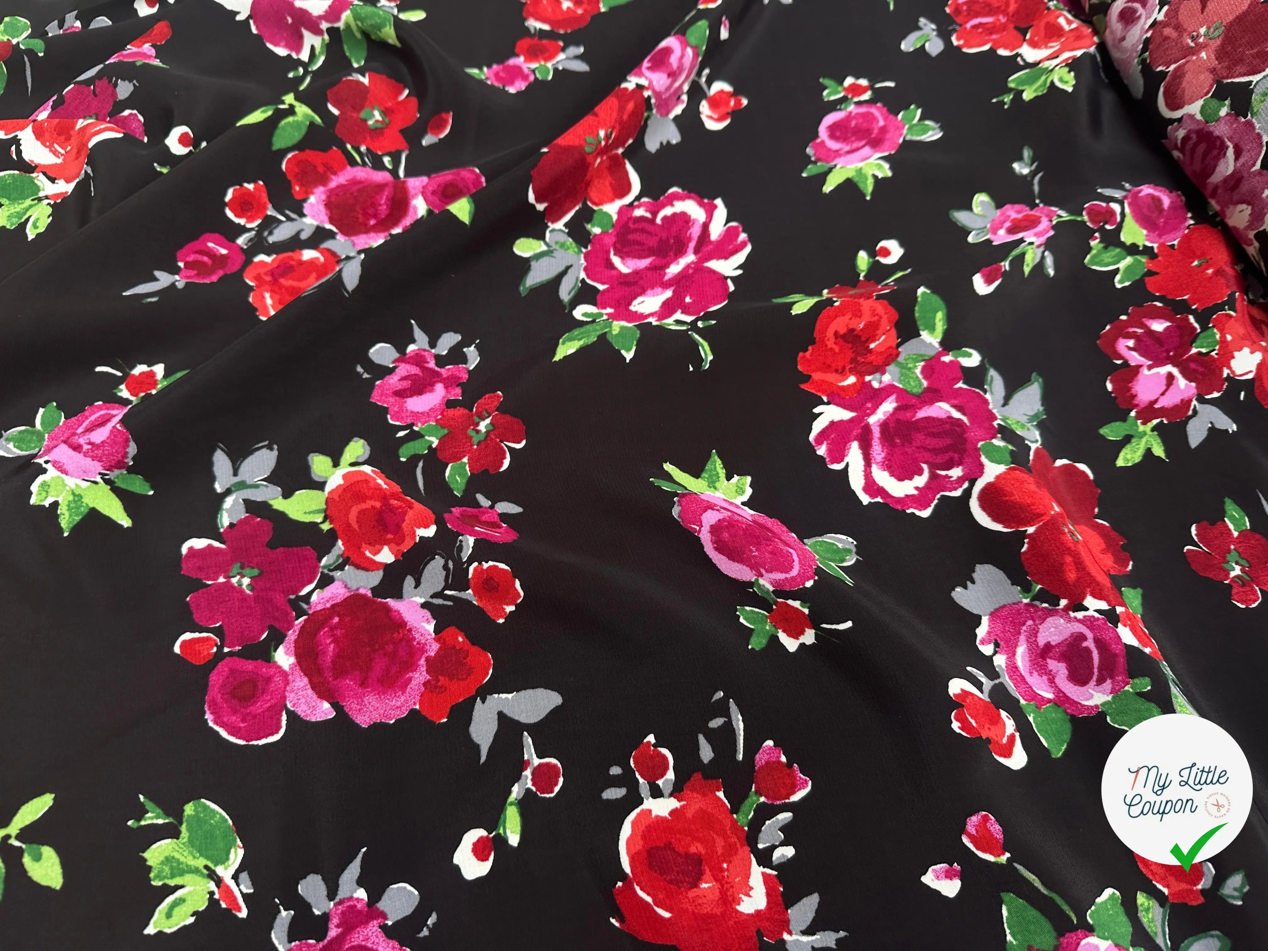 VISCOSE NOIR DE FLEURS SUPERBE - My Little Coupon