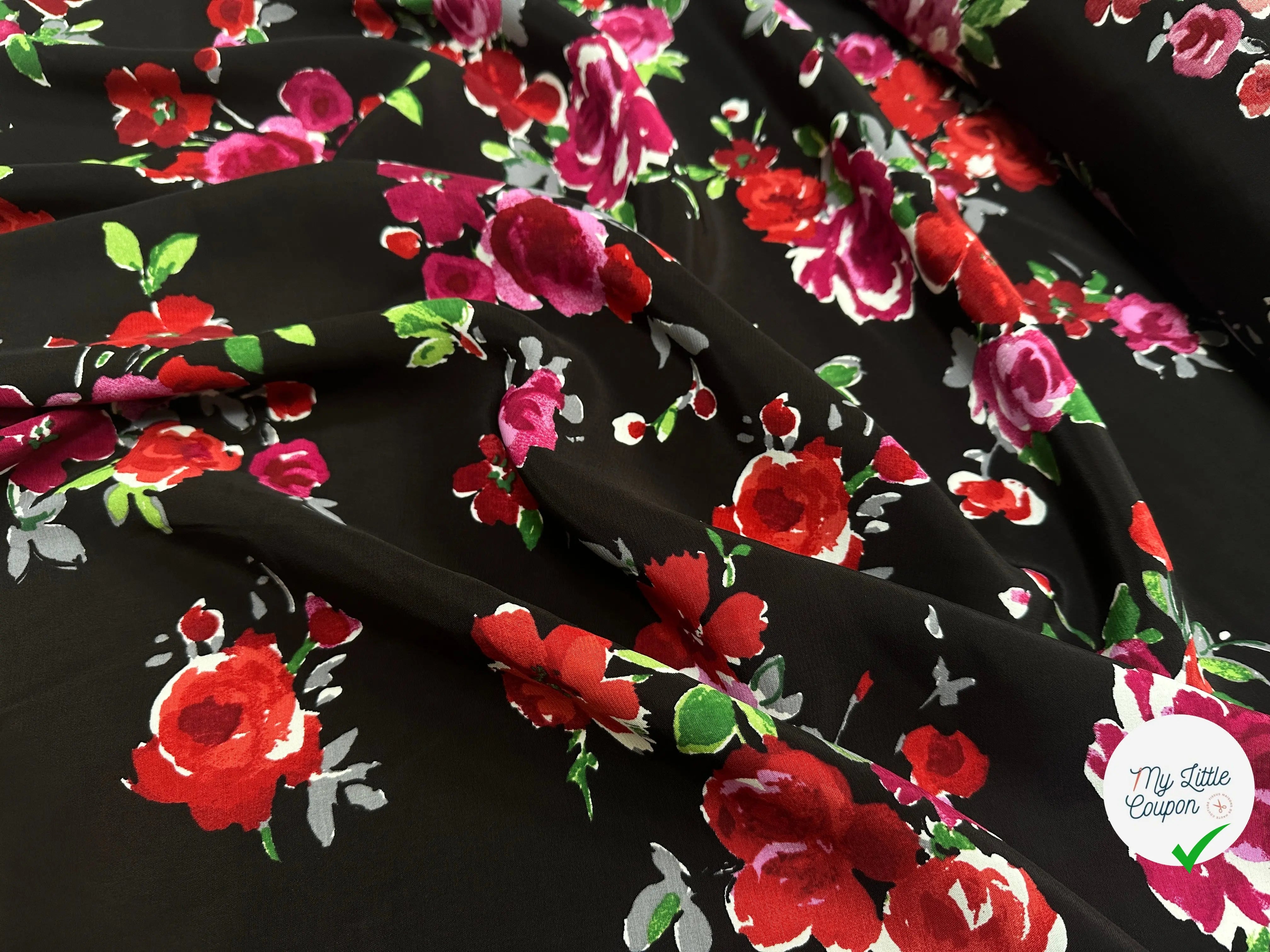 VISCOSE NOIR DE FLEURS SUPERBE - My Little Coupon