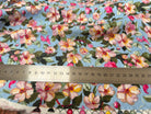 VISCOSE NYLON CREPE TISSU IMPRIMÉ FLEURS BLEU BÉBÉ - My Little Coupon