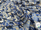 VISCOSE NYLON TWILL TISSU IMPRIMÉ ABSTRAIT BLEU MARINE - My Little Coupon
