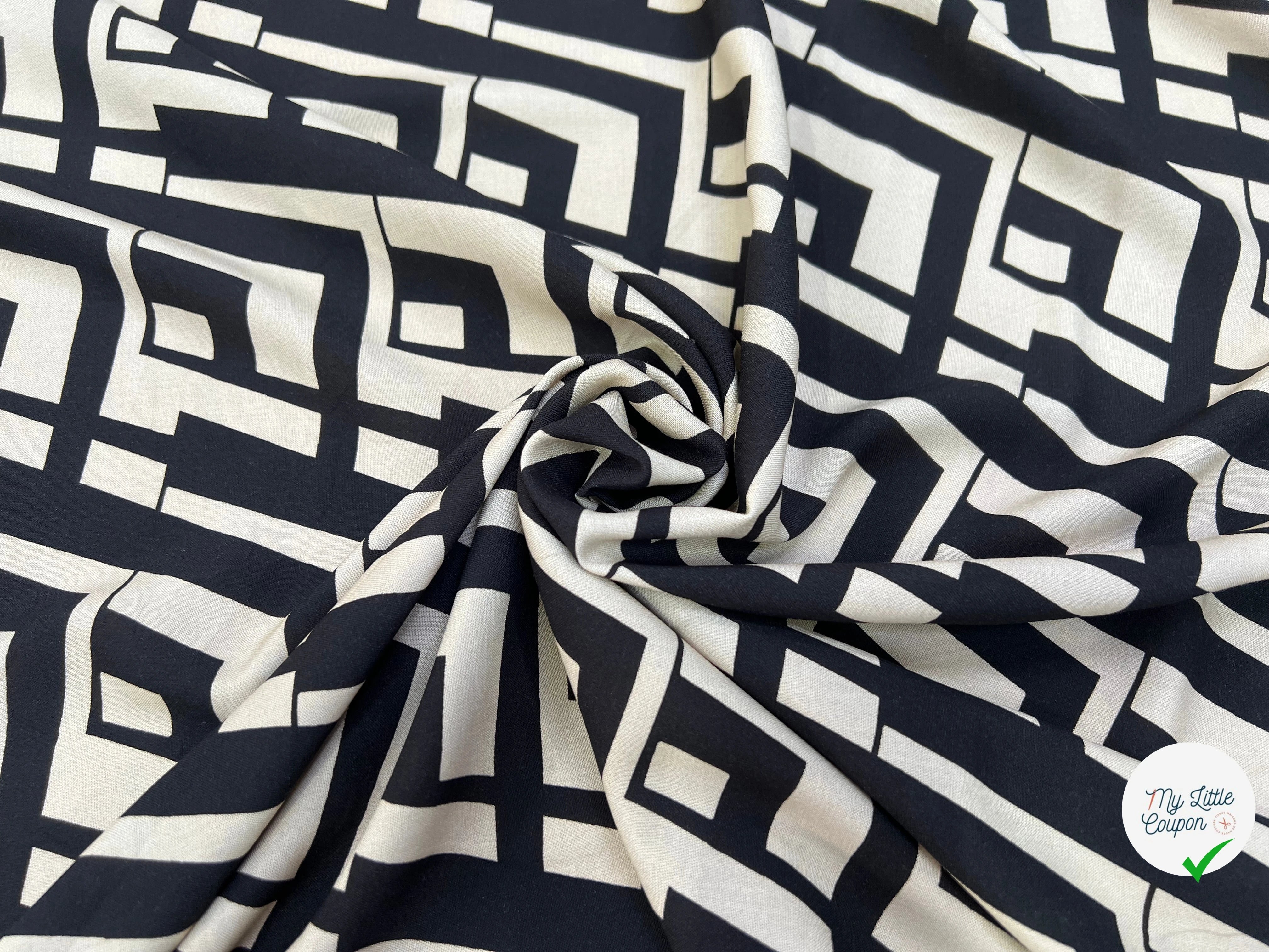 VISCOSE OPTIQUE NOIR ET BLANC 140 CM - My Little Coupon