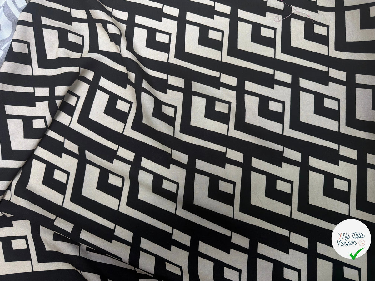 VISCOSE OPTIQUE NOIR ET CRÈME FONCÉ 140 CM - My Little Coupon