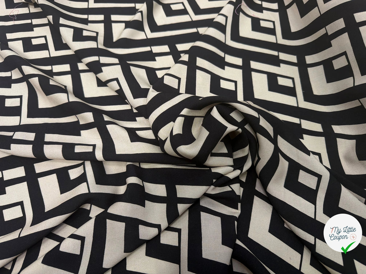 VISCOSE OPTIQUE NOIR ET CRÈME FONCÉ 140 CM - My Little Coupon