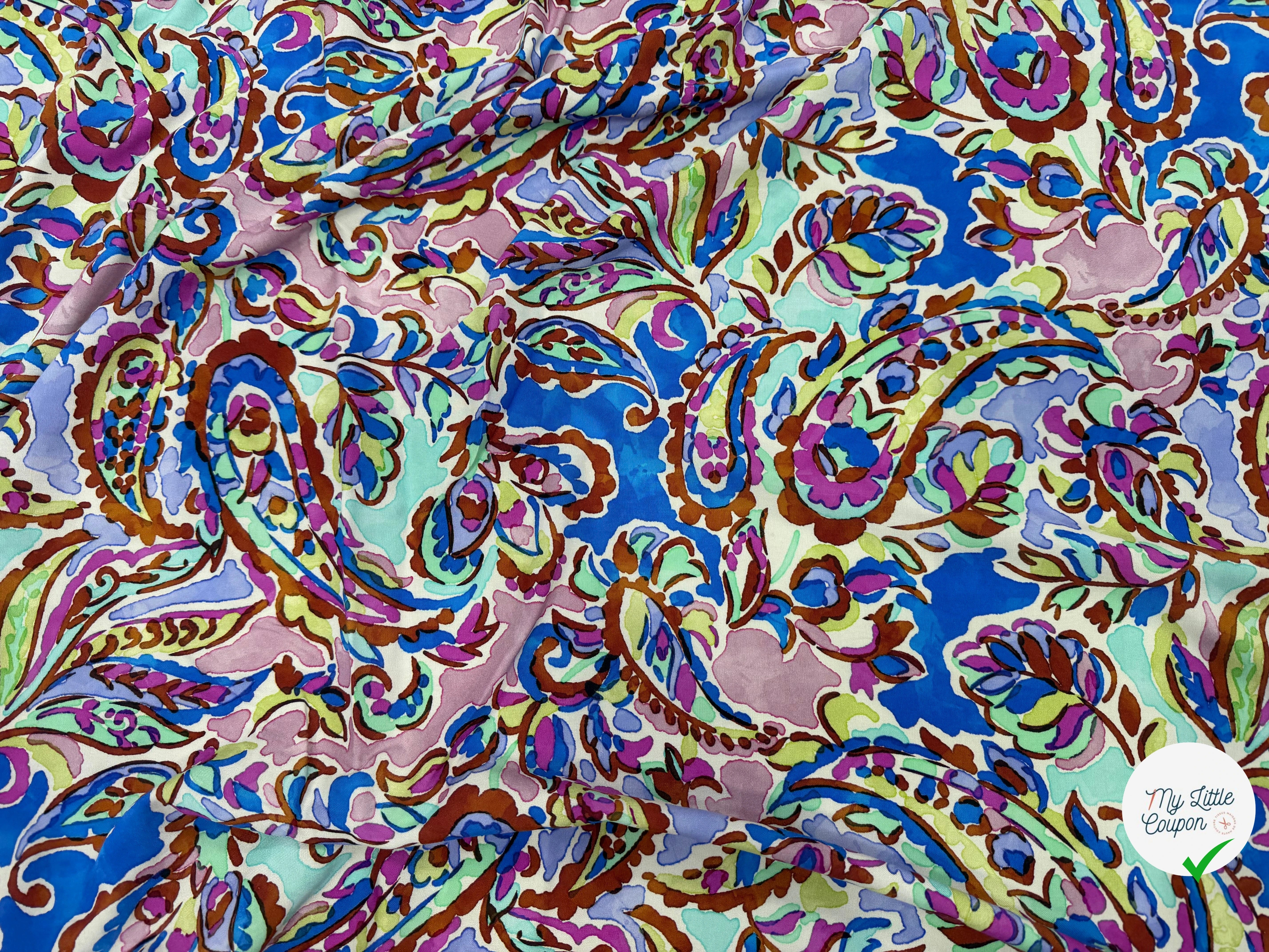 VISCOSE PAISLEY BLEU MULTICO 140 CM - My Little Coupon