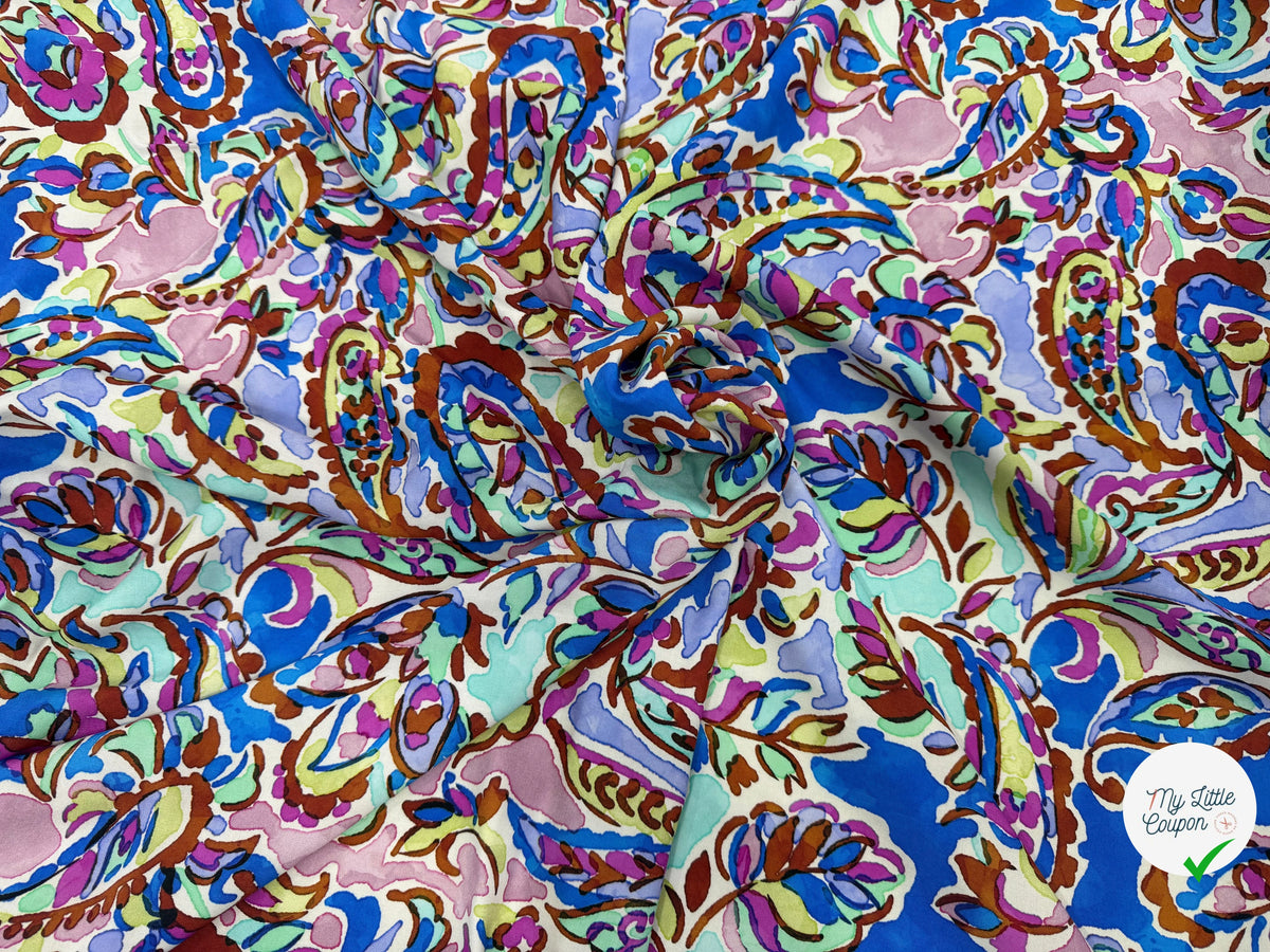VISCOSE PAISLEY BLEU MULTICO 140 CM - My Little Coupon