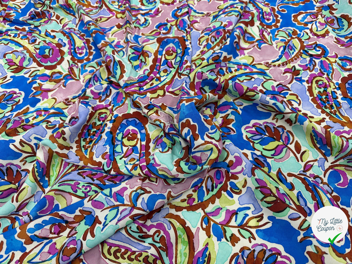 VISCOSE PAISLEY BLEU MULTICO 140 CM - My Little Coupon