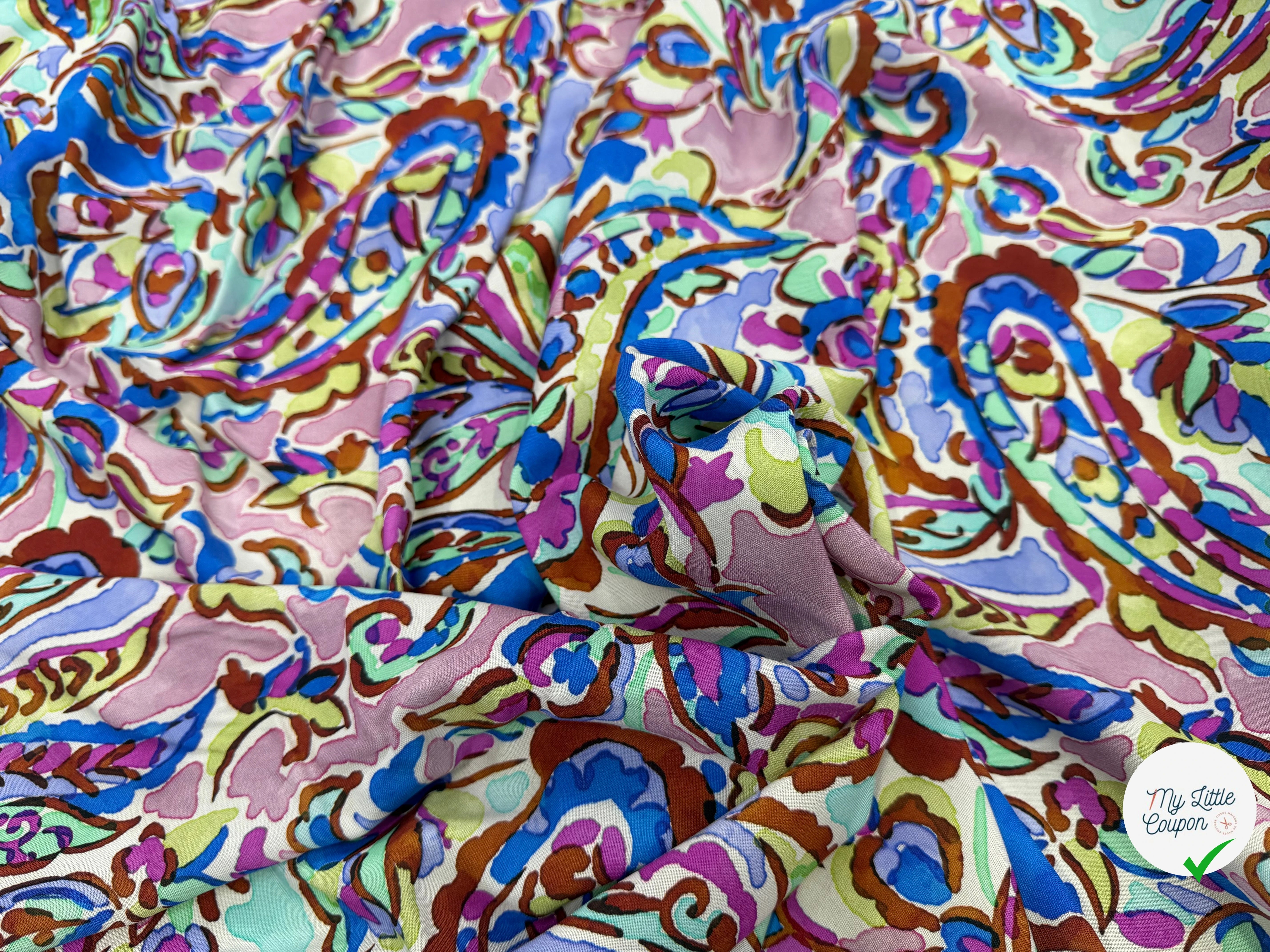 VISCOSE PAISLEY BLEU MULTICO 140 CM - My Little Coupon