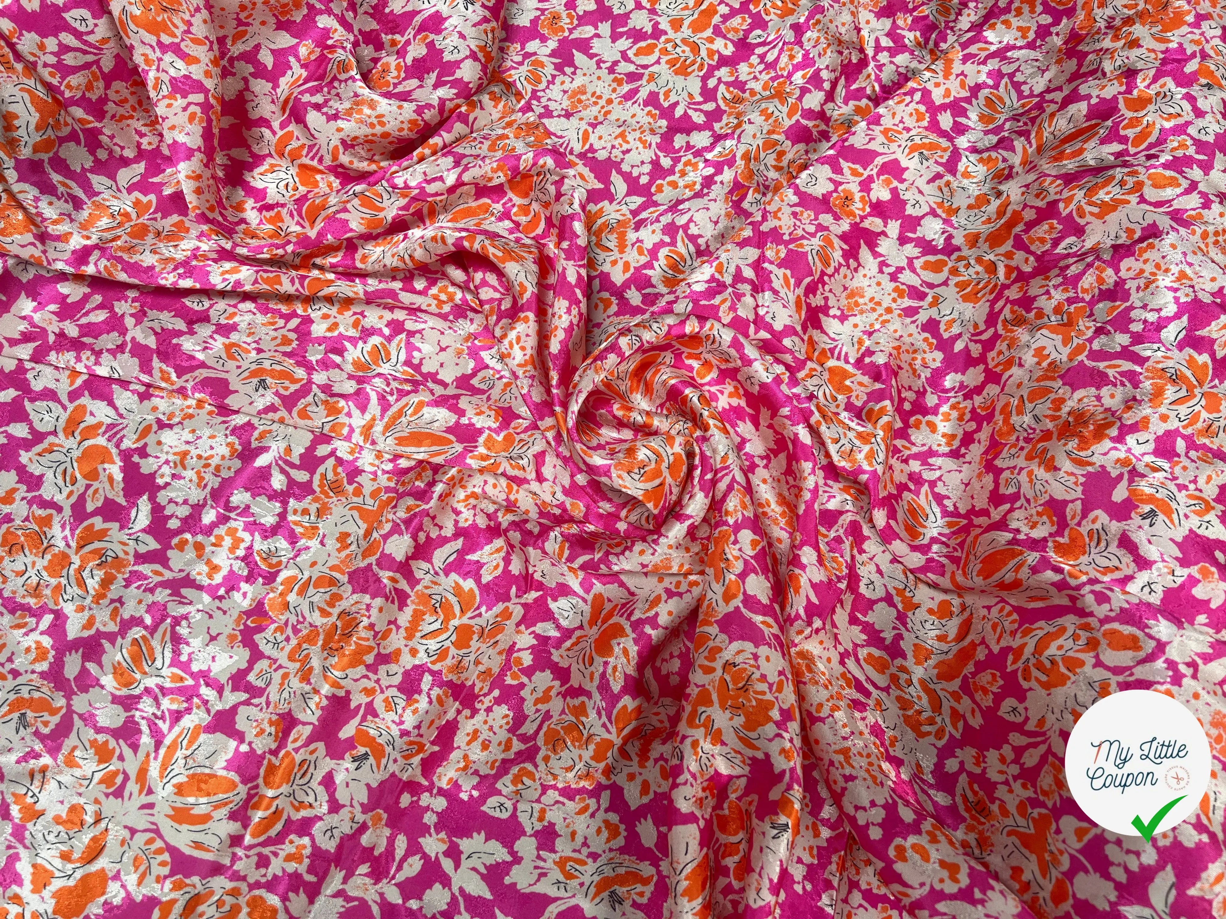 VISCOSE PARADIS DE FLEURS ROSÉES- coupon de tissu de 1 mètre - My Little Coupon - tissu - coudre