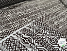 VISCOSE PEAU DE PÊCHE FOND MARRON MOTIFS BLANC - My Little Coupon