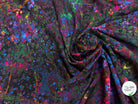 VISCOSE SERGÉE JAVANAISE IMPRIMÉ PARTERRE DE FLEURS ABSTRAITES FOND NOIR - My Little Coupon