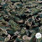 Viscose stretch imprimée feuilles turquoise - mise en situation