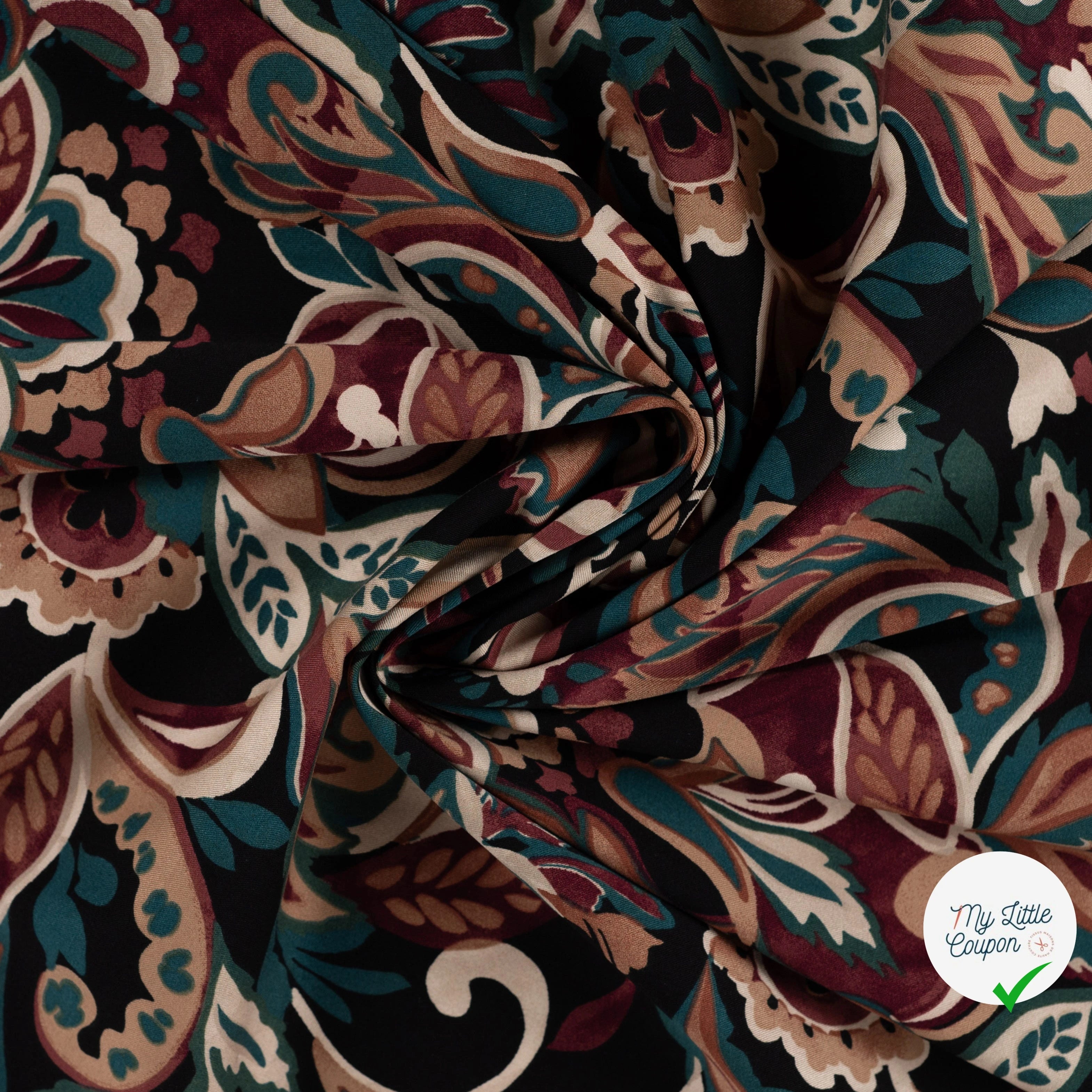 Viscose stretch imprimée feuilles vert armée - drapé