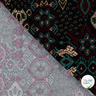 Viscose stretch imprimée rétro vert armée - détail du motif