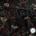 Viscose stretch imprimée rétro vert armée - mise en situation