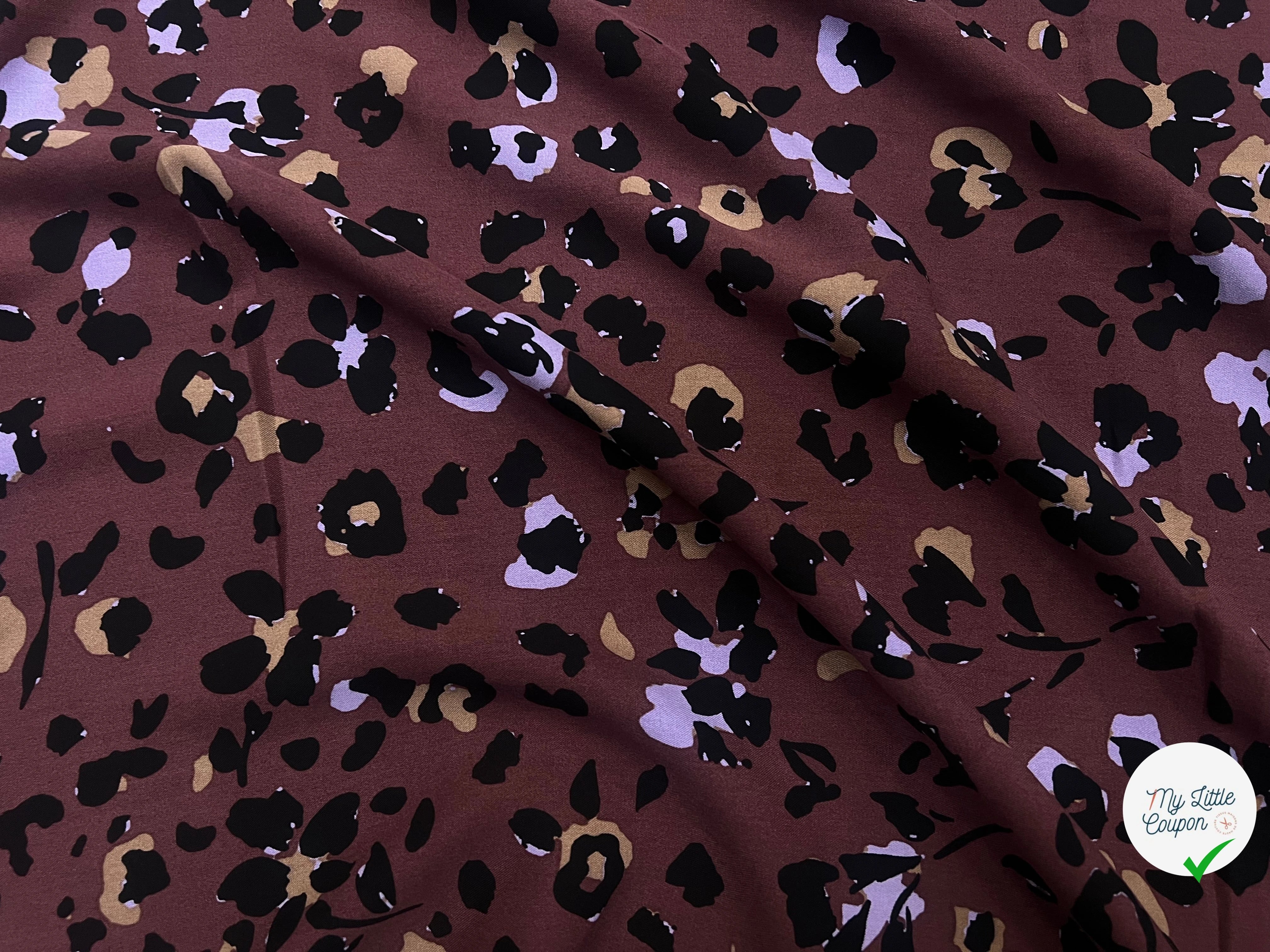 VISCOSE TWILL PRINT LEOPARD LILAC - BLACK - My Little Coupon