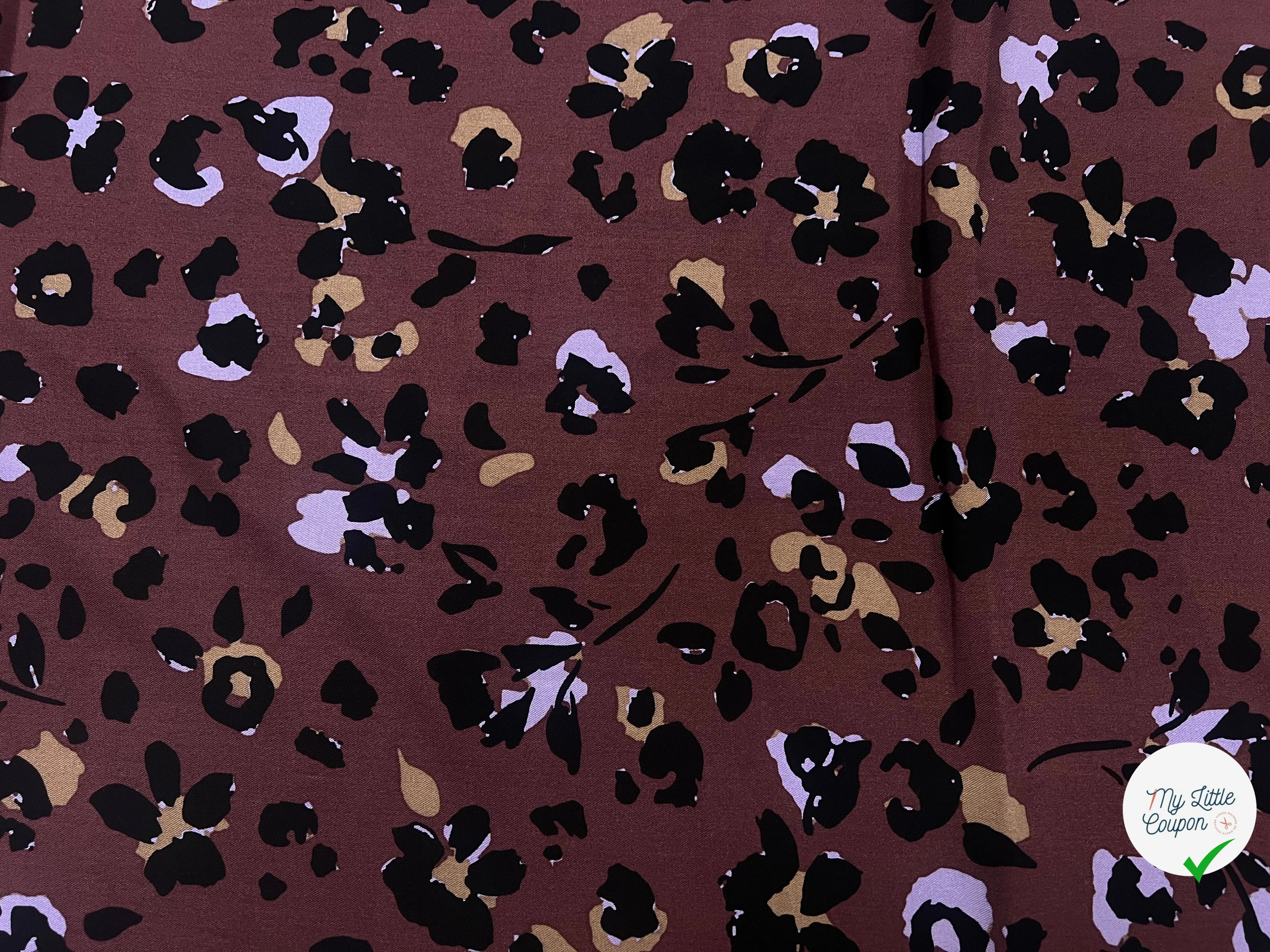 VISCOSE TWILL PRINT LEOPARD LILAC - BLACK - My Little Coupon
