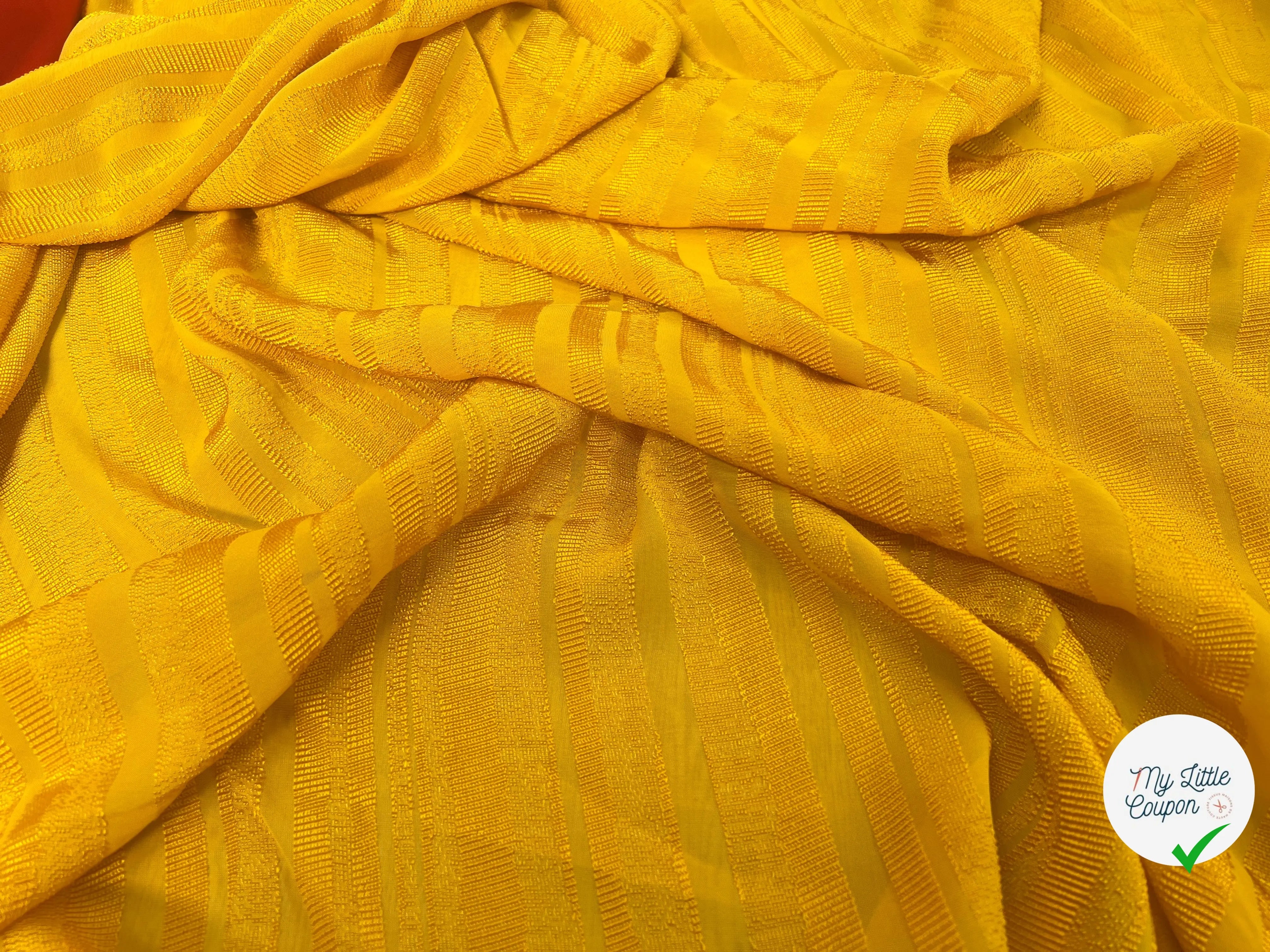 VISCOSE UNI JAUNE RAYURES TEXTURÉES - My Little Coupon