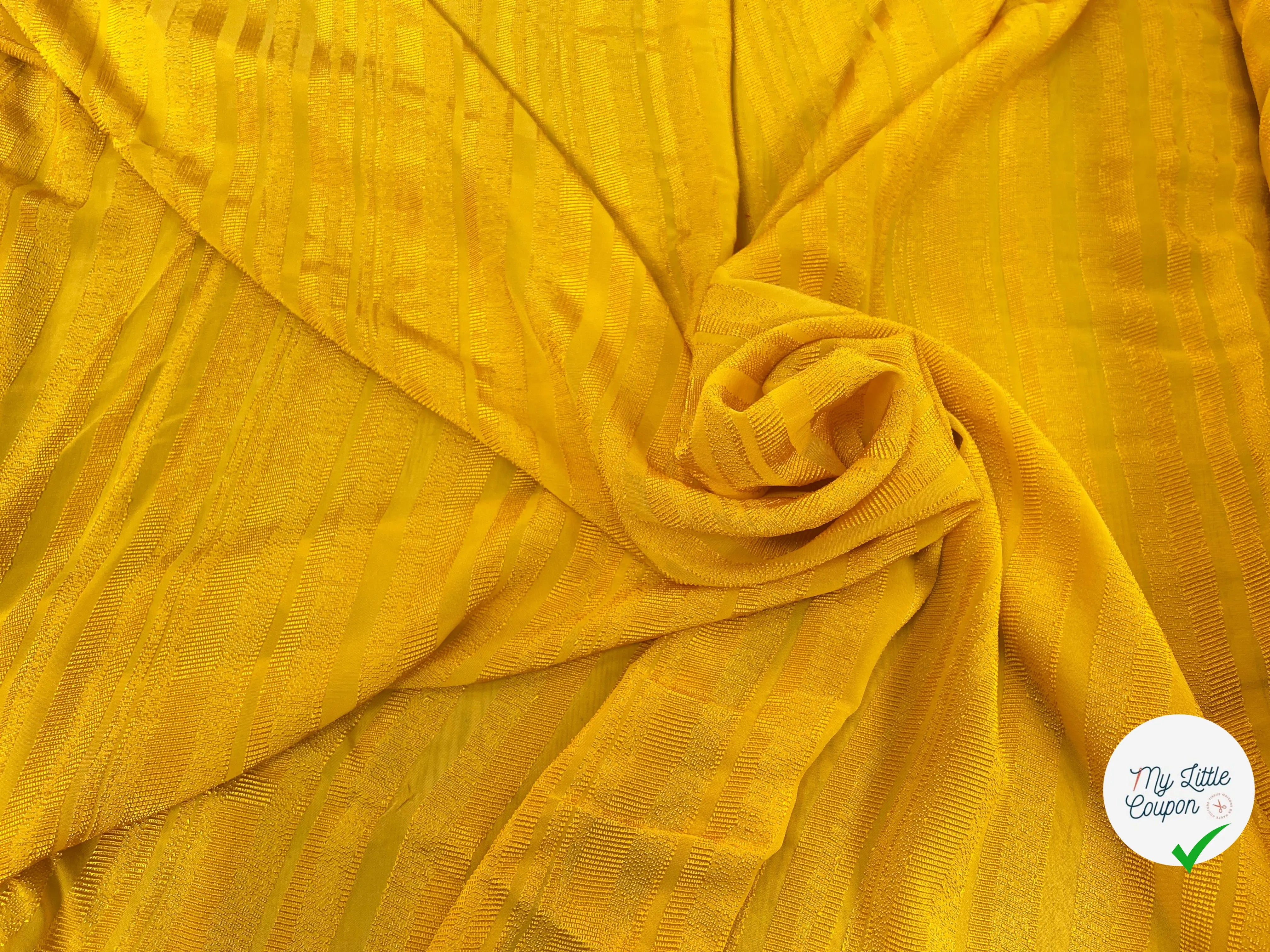 VISCOSE UNI JAUNE RAYURES TEXTURÉES - My Little Coupon