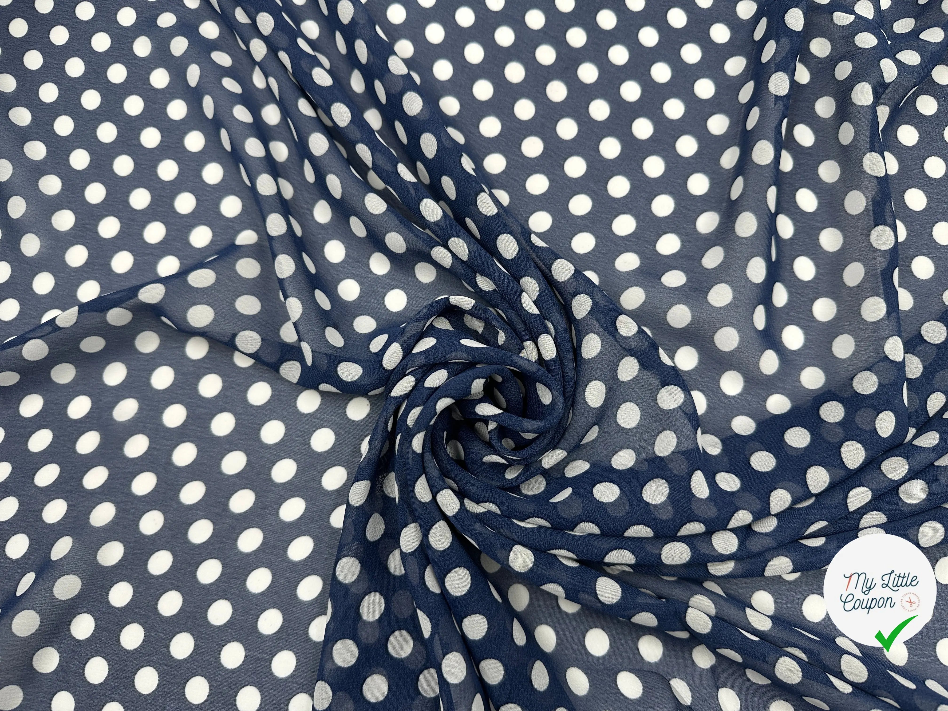 VOILE CHIFFON BLEU POIS BLANC CLASSIQUE PANACHE MLC INTERN