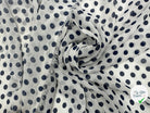 VOILE CHIFFON POIS BLEU SUR BLANC MLC INTERN