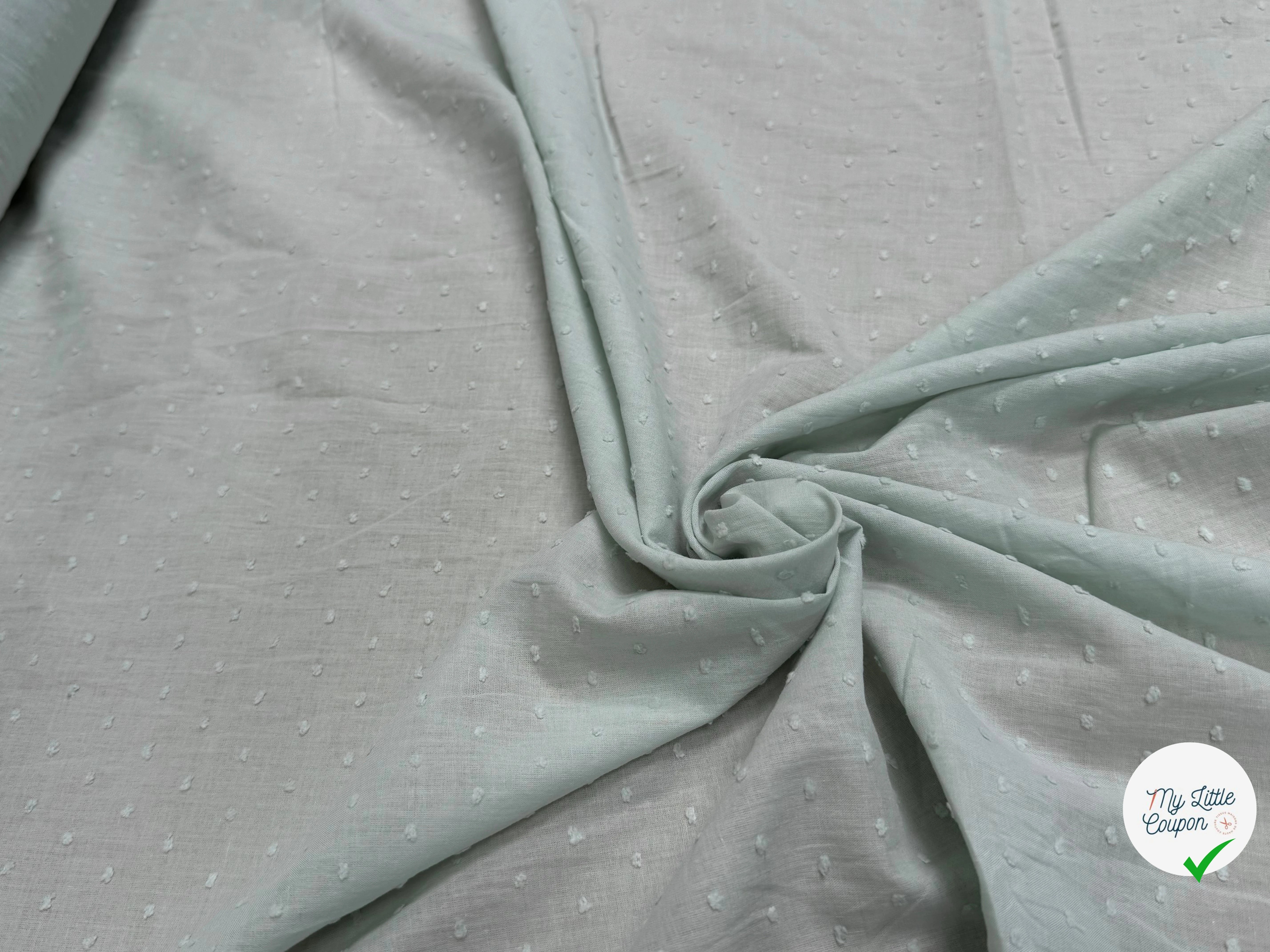 VOILE COTON PLUMETIS BLEU CIEL - My Little Coupon