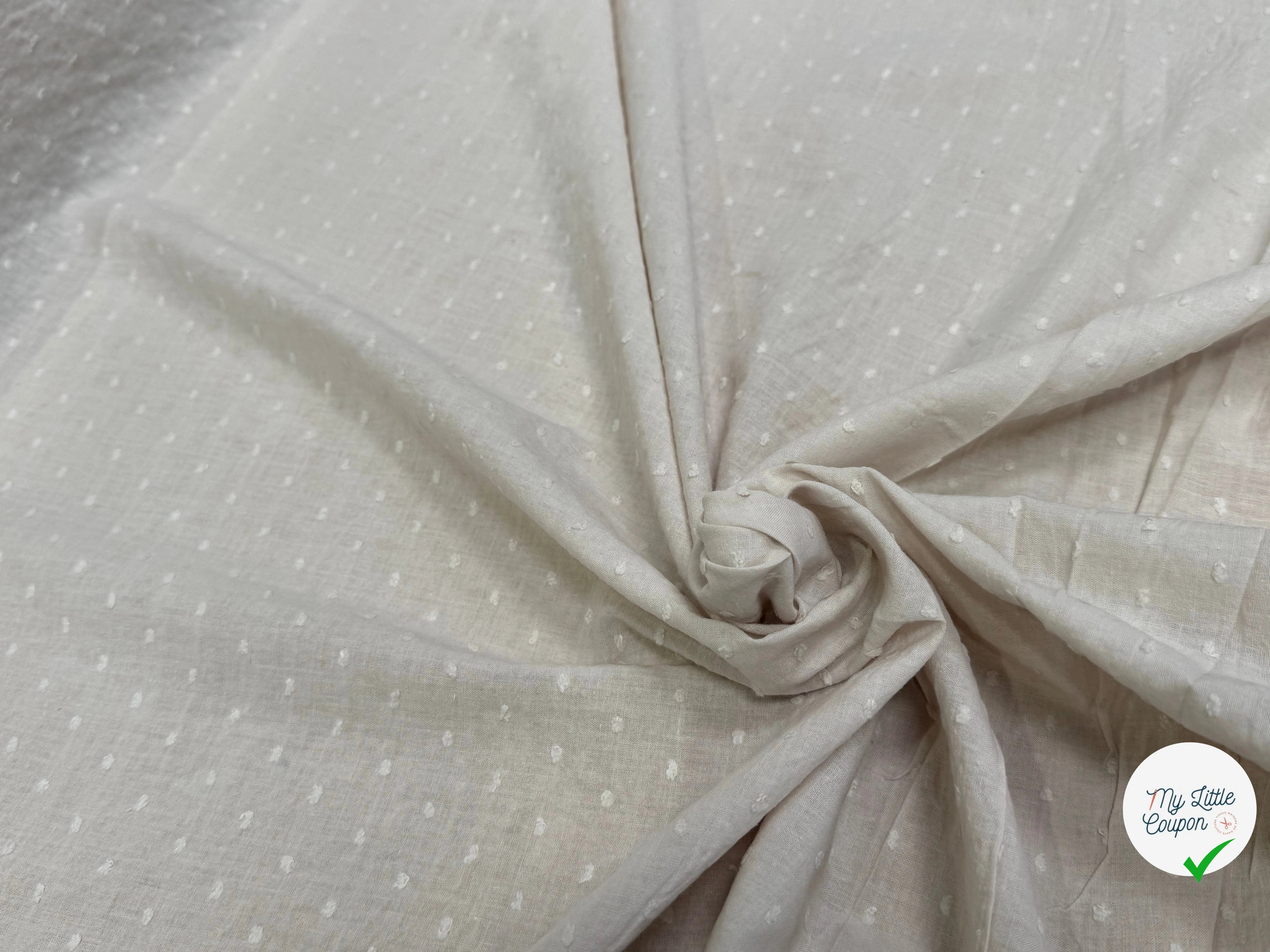 VOILE COTON PLUMETIS ÉCRU - My Little Coupon