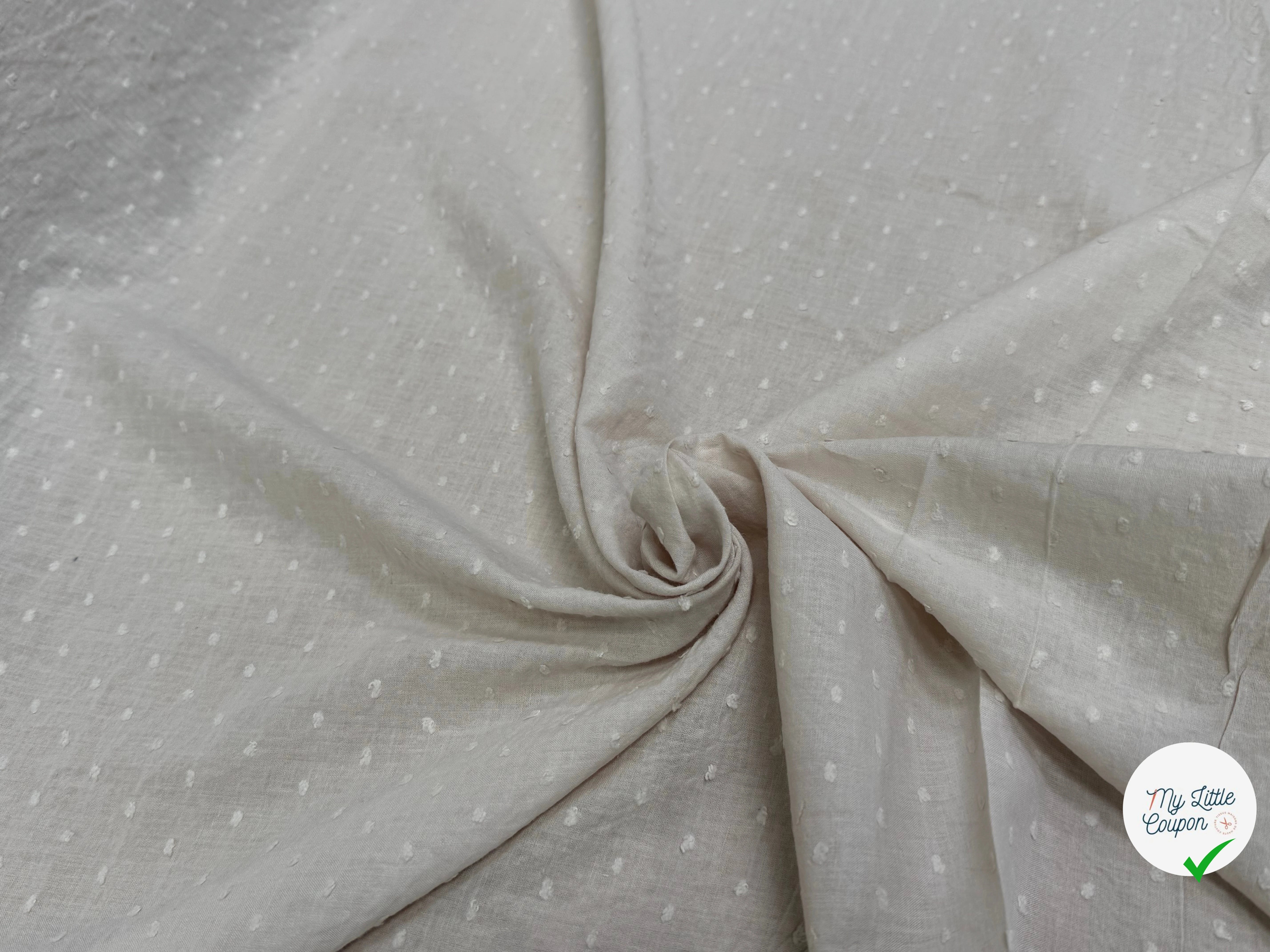 VOILE COTON PLUMETIS ÉCRU - My Little Coupon