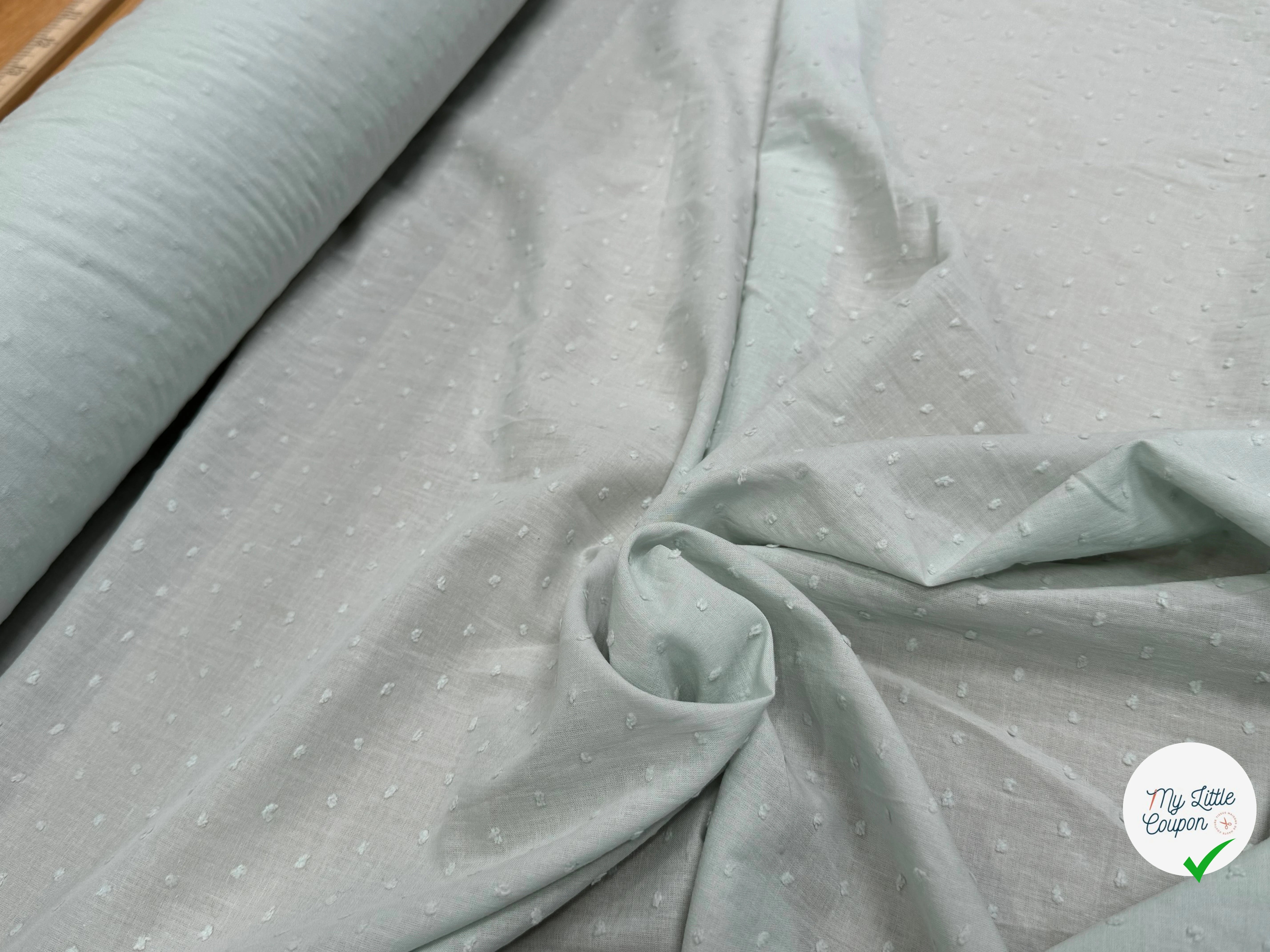 VOILE COTON PLUMETIS LIGHT GREEN - My Little Coupon
