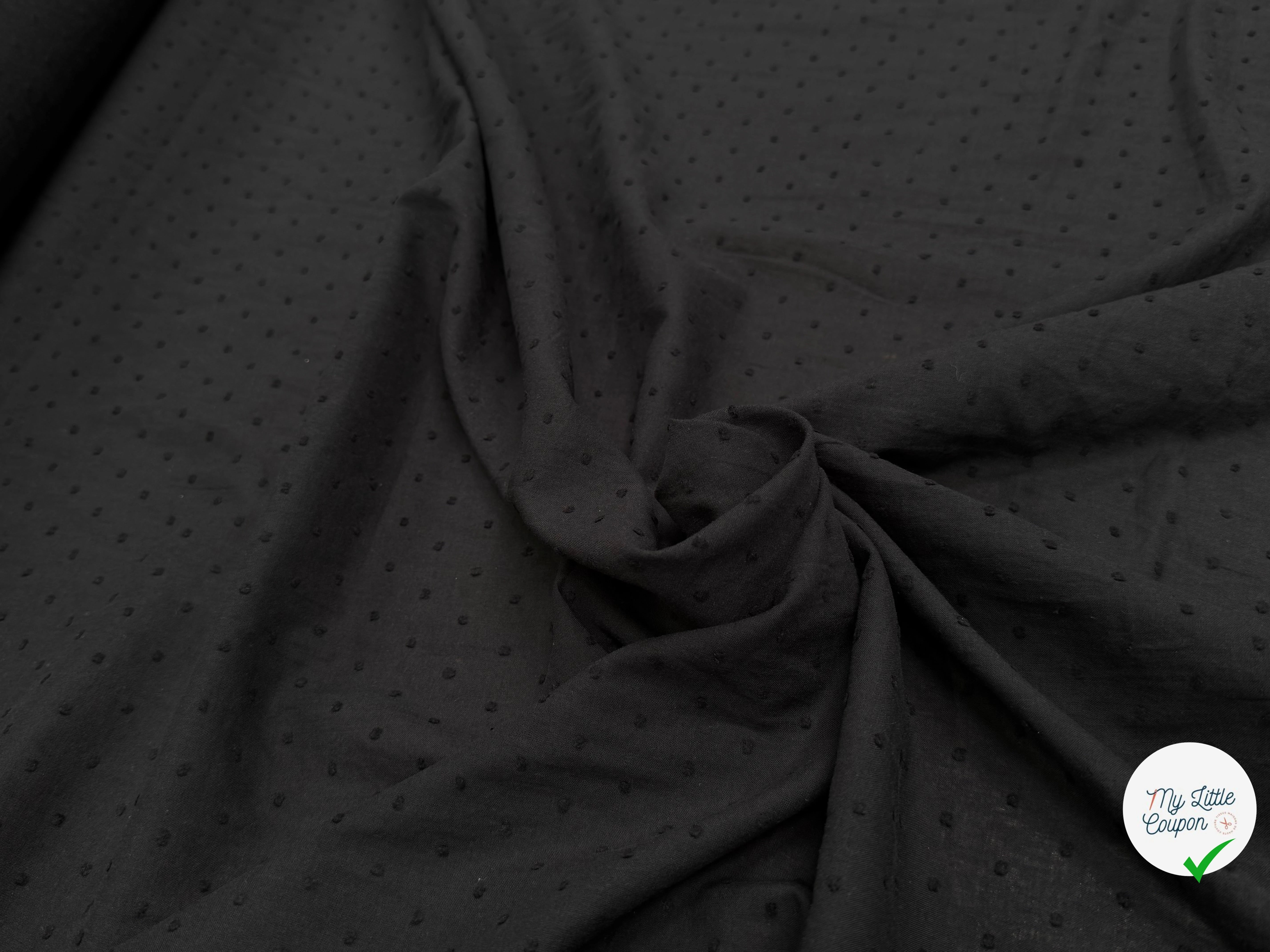 VOILE COTON PLUMETIS NOIR - My Little Coupon