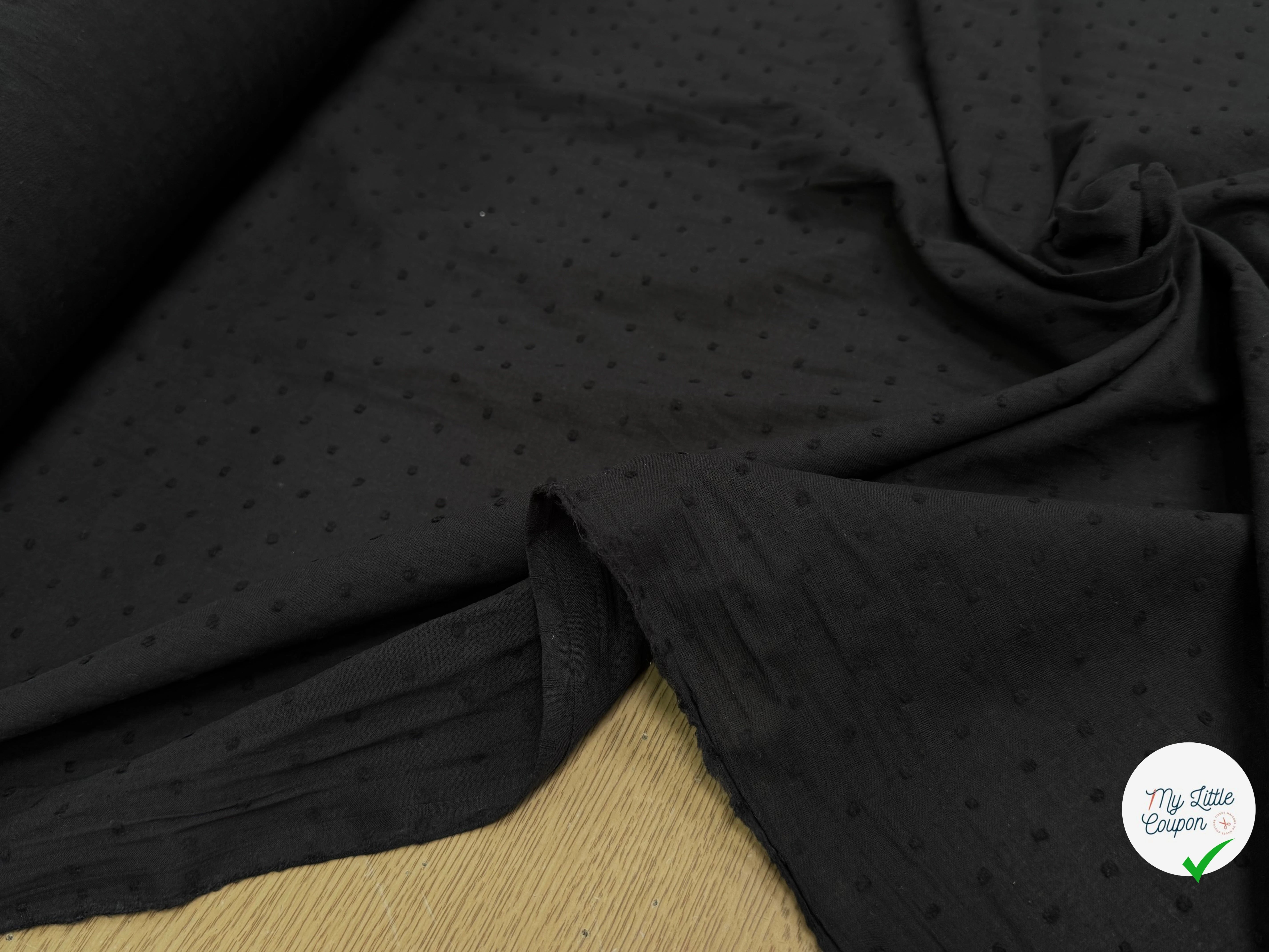 VOILE COTON PLUMETIS NOIR - My Little Coupon