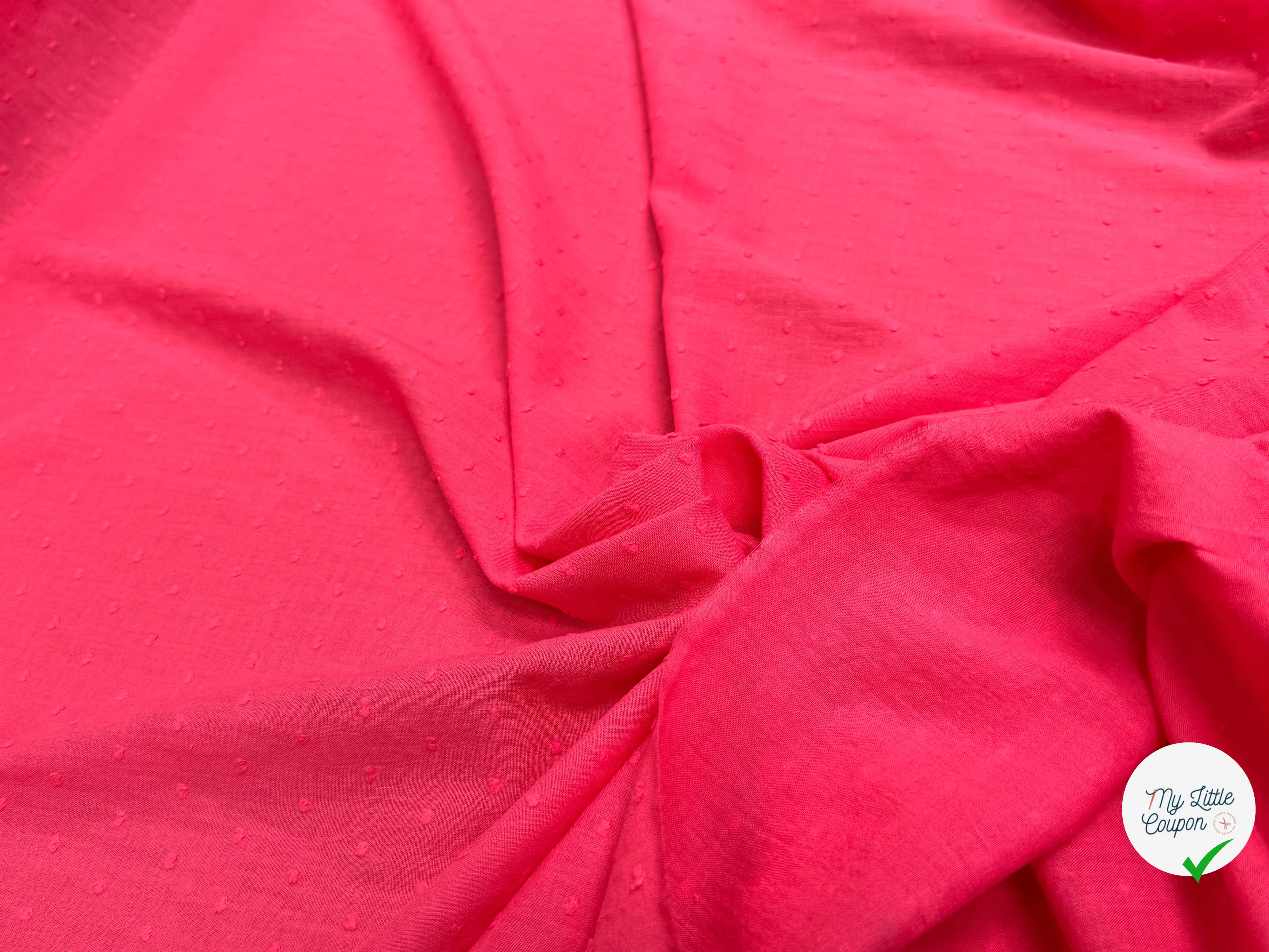 VOILE COTON PLUMETIS ROSE PIQUANT - My Little Coupon