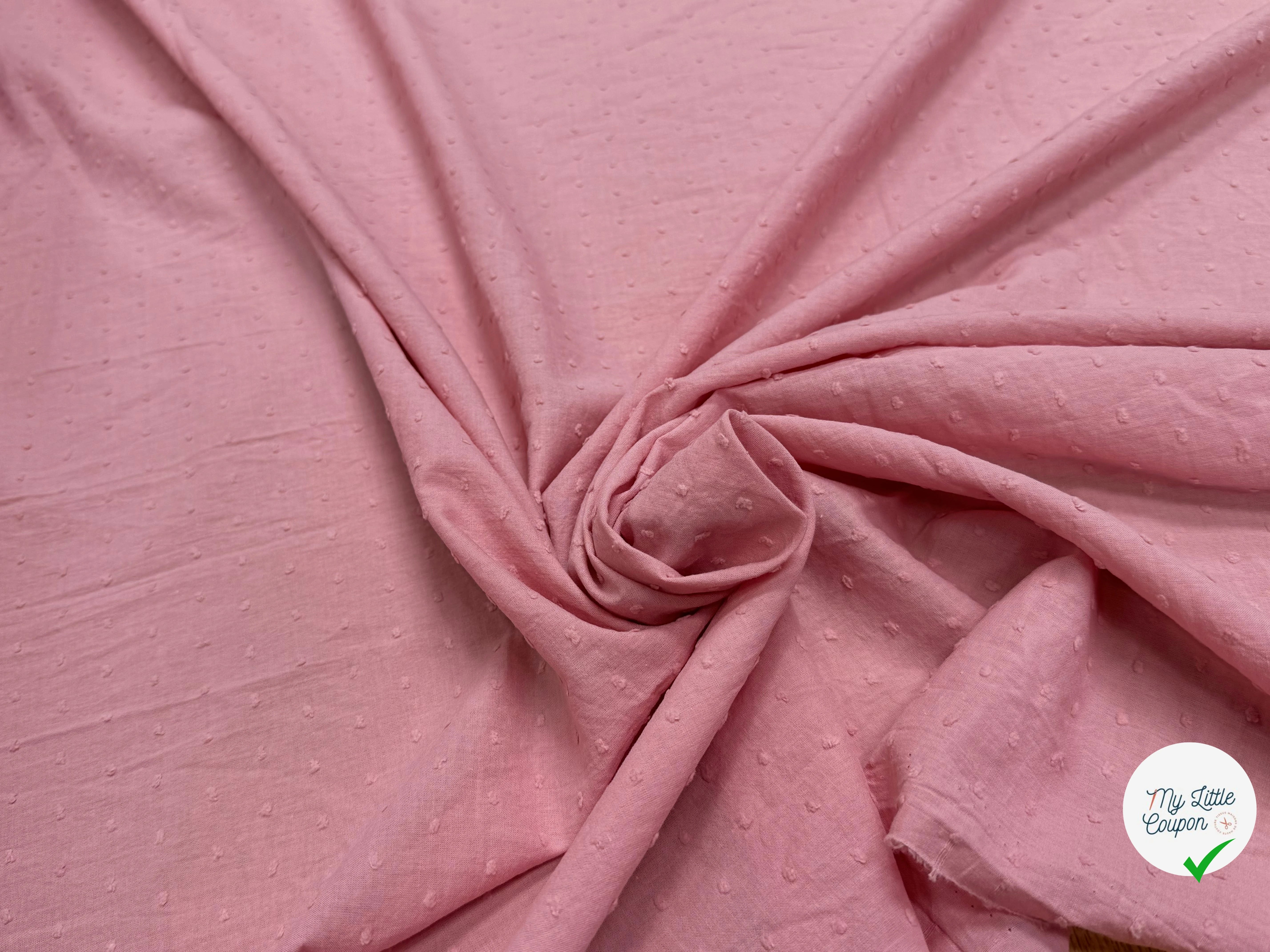 VOILE COTON PLUMETIS VIEUX ROSE - My Little Coupon