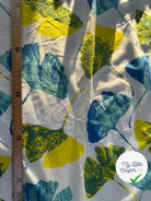 VOILE COTON QUADRILLÉ PETALES JAUNE ET BLEU - My Little Coupon