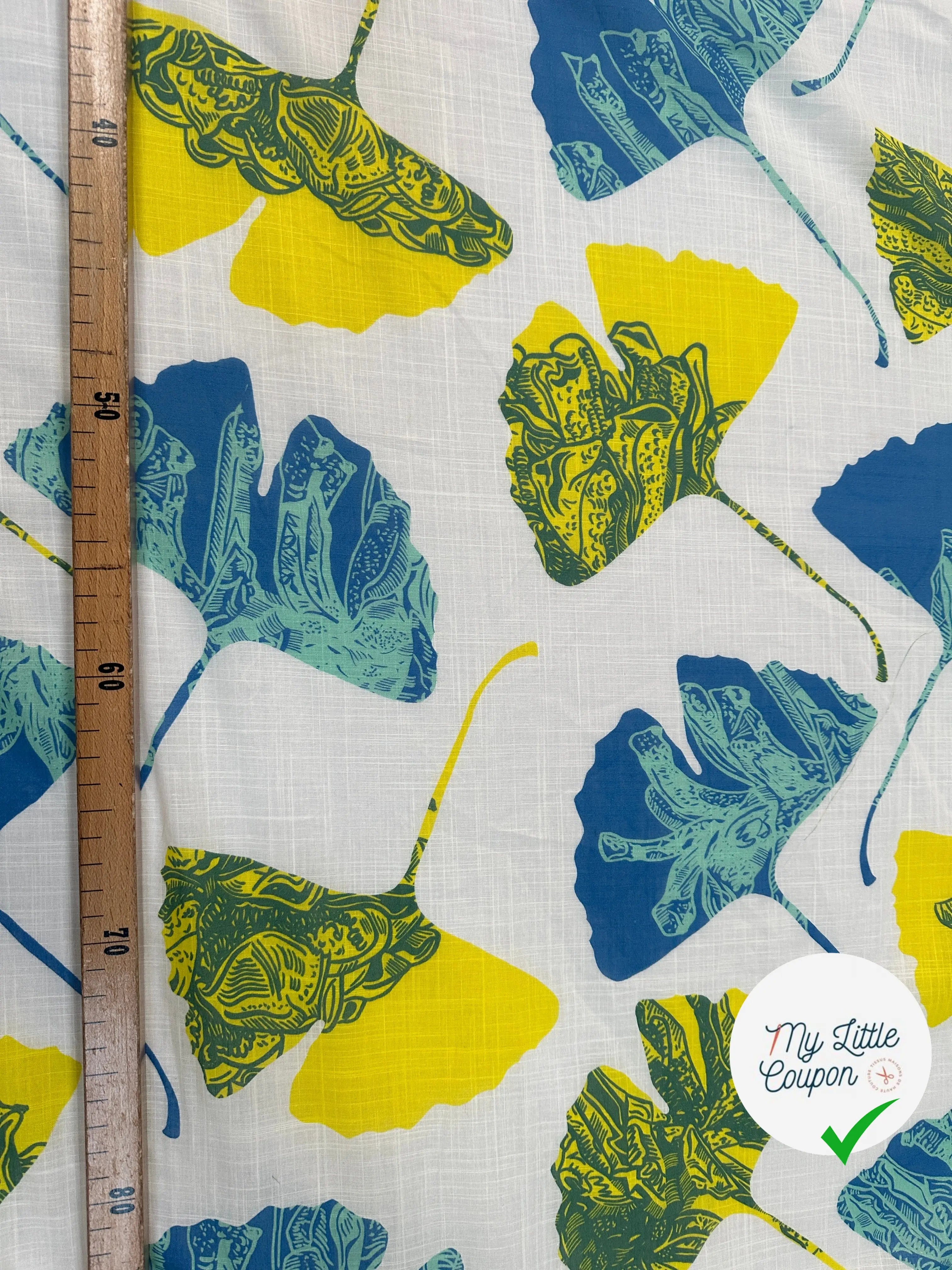 VOILE COTON QUADRILLÉ PETALES JAUNE ET BLEU - My Little Coupon