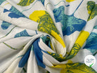 VOILE COTON QUADRILLÉ PETALES JAUNE ET BLEU - My Little Coupon