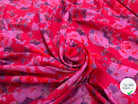 VOILE COTON ROUGE AVEC FLEURS VIOLET - My Little Coupon