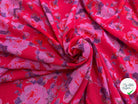 VOILE COTON ROUGE AVEC FLEURS VIOLET - My Little Coupon