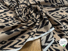 VOILE COTON SOIE FOND BEIGE MOTIF VAGUE SAFARI - My Little Coupon