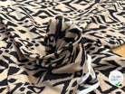 VOILE COTON SOIE FOND BEIGE MOTIF VAGUE SAFARI - My Little Coupon