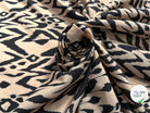 VOILE COTON SOIE FOND BEIGE MOTIF VAGUE SAFARI - My Little Coupon