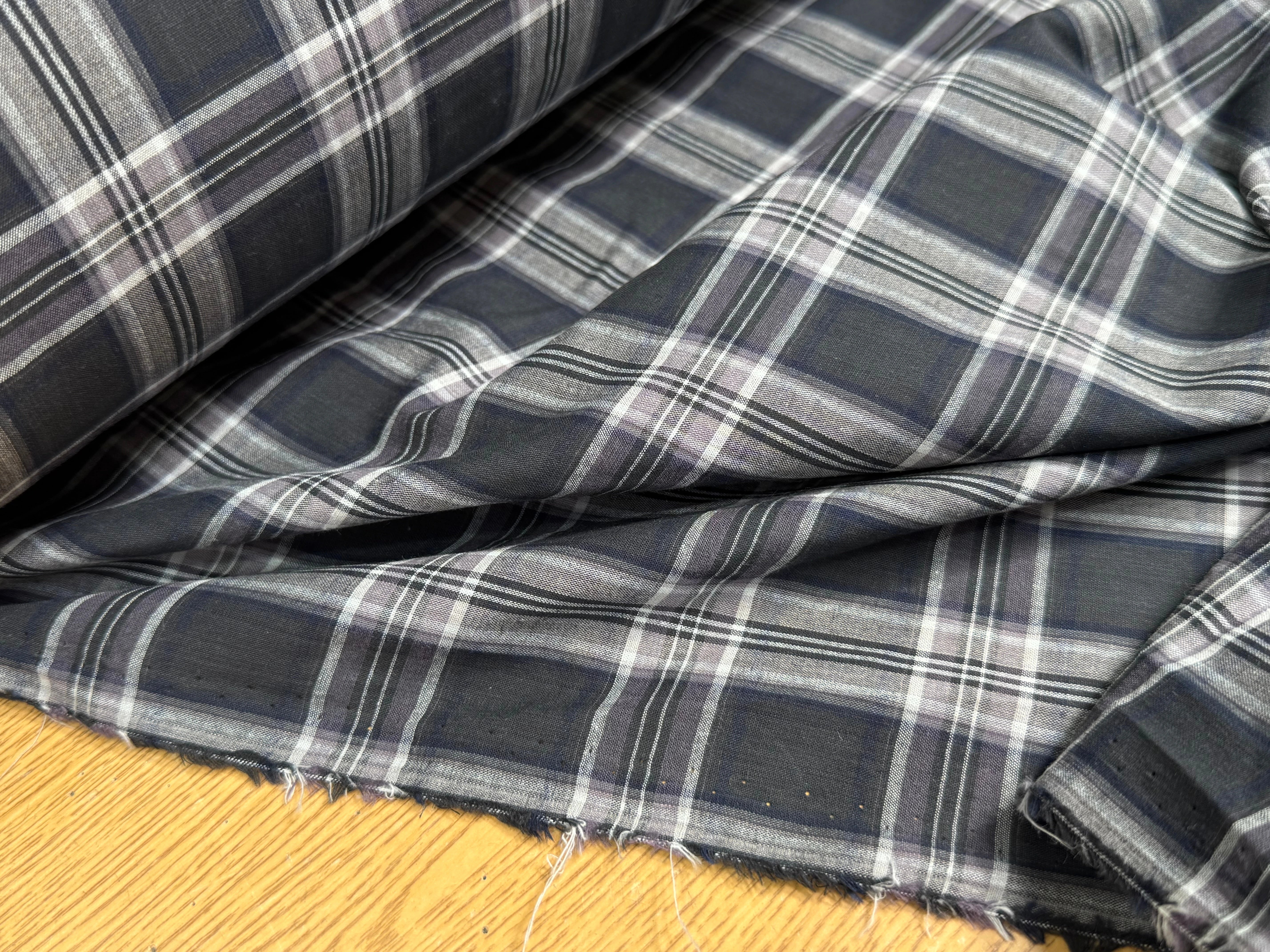 VOILE DE COTON BELLE DENSITÉ À CARREAUX ANTHRACITE GRIS - My Little Coupon