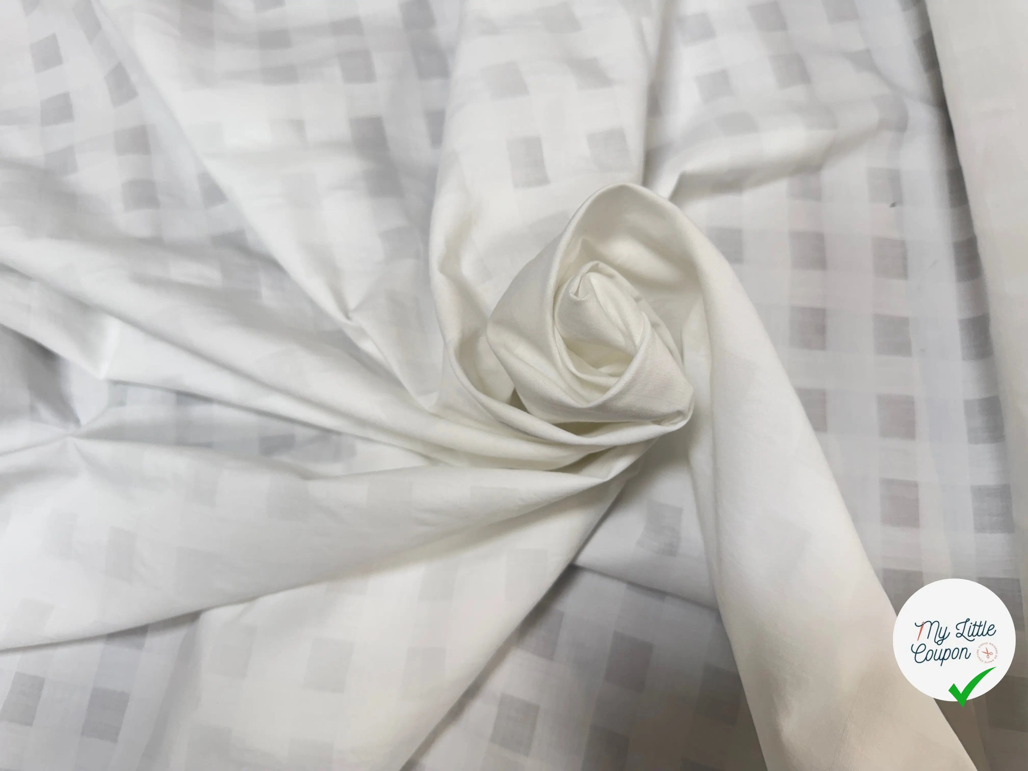 VOILE DE COTON BLANC QUADRILLE - My Little Coupon