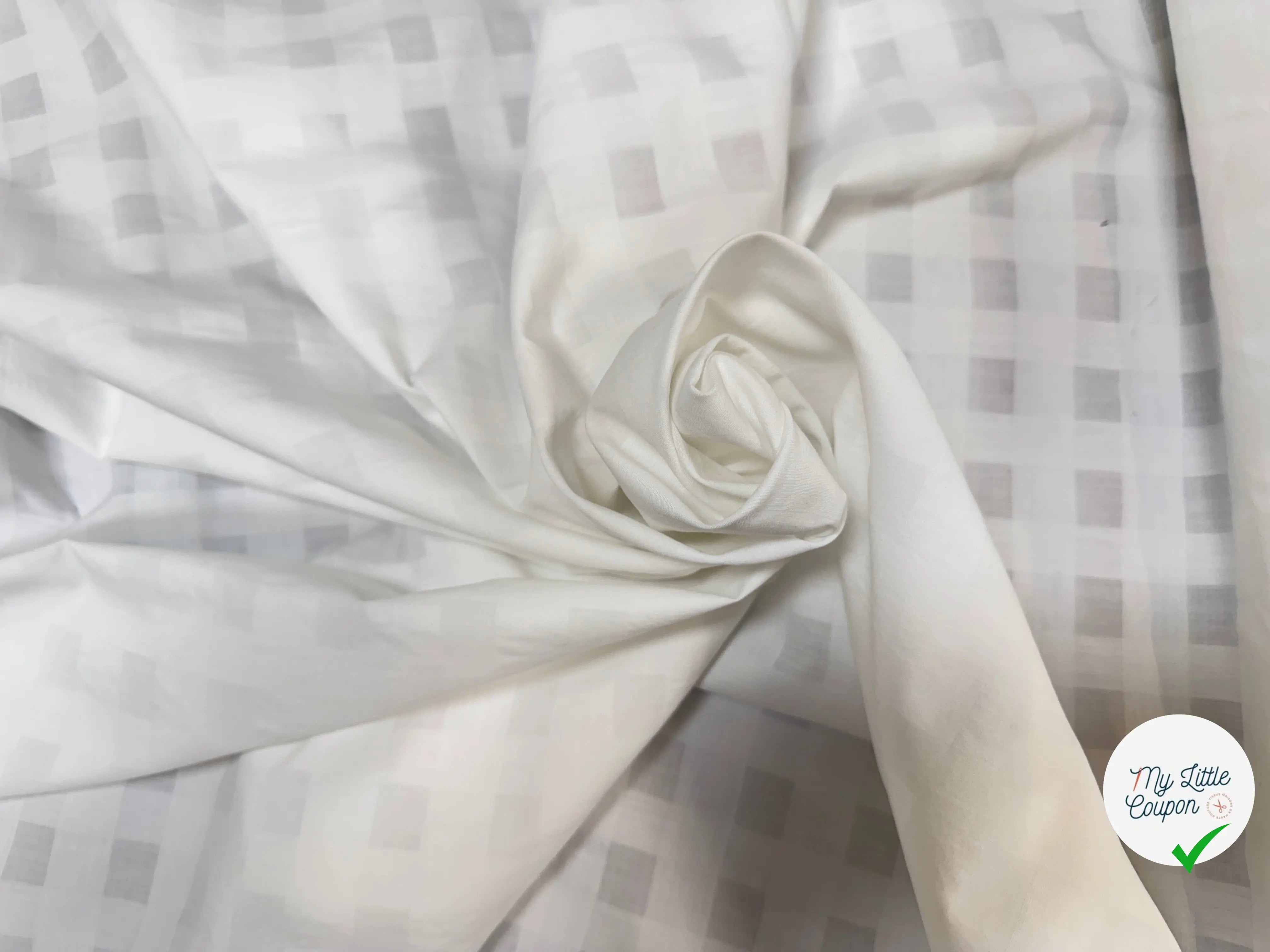 VOILE DE COTON BLANC QUADRILLE - My Little Coupon